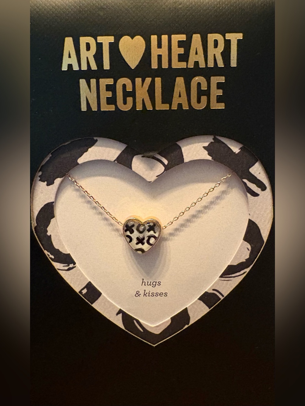 Demdaco Gold Heart Pendant Necklace with Black & White Accent